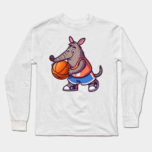 Aardvark Playing Basketball Long Sleeve T-Shirt